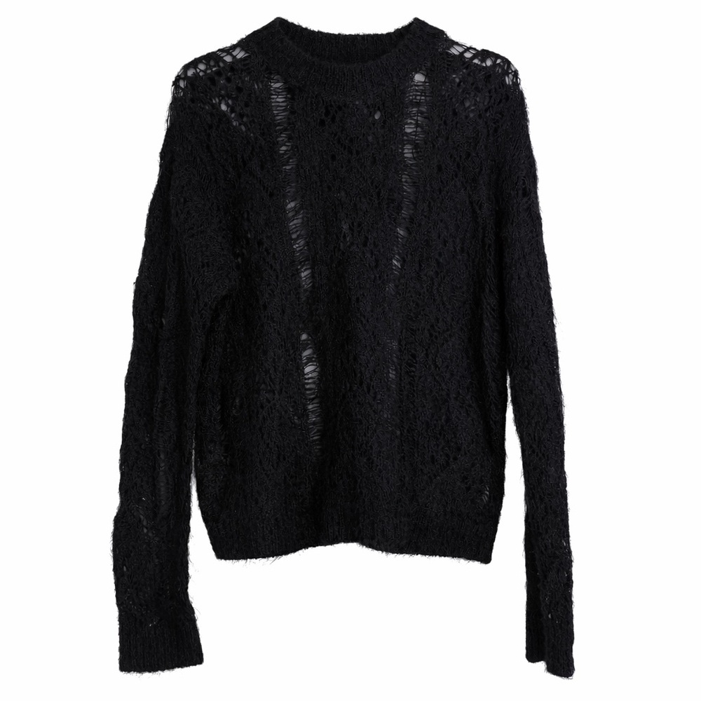 Zara Black Wool Open Knit Women's Sweater